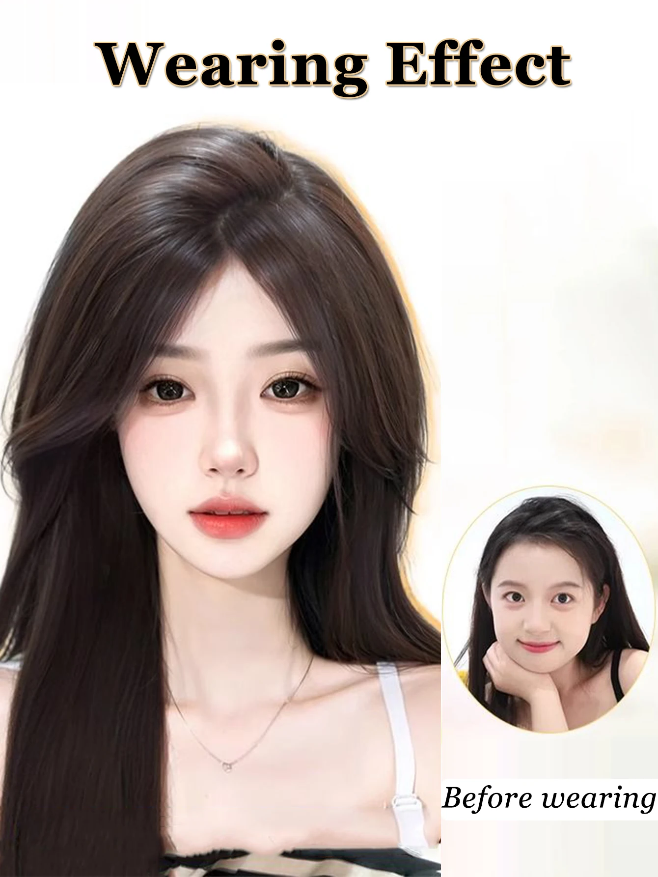 شعر رأس صناعي غير مرئي بدون خياطة، شعر مستقيم، ثمانية أشكال، غطاء بديل طبيعي غير مرئي، أبيض #2