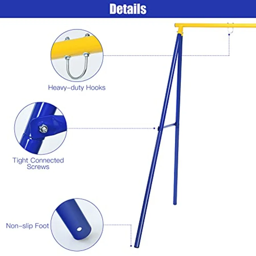 Swing Frame Heavy Duty AFrame Metall-Swing-Rahmenständer mit Erdnagel, passend für die meisten Schaukeln, vollständig aus Eisen, rostfrei, Swing-Ständer