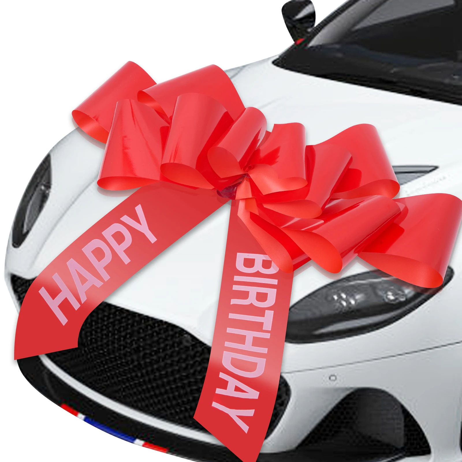 Large 30 Inch Happy Birthday Car Bow Giant Pull String Flower Bow for Gift Packaging Theme Car Show Party Decoration