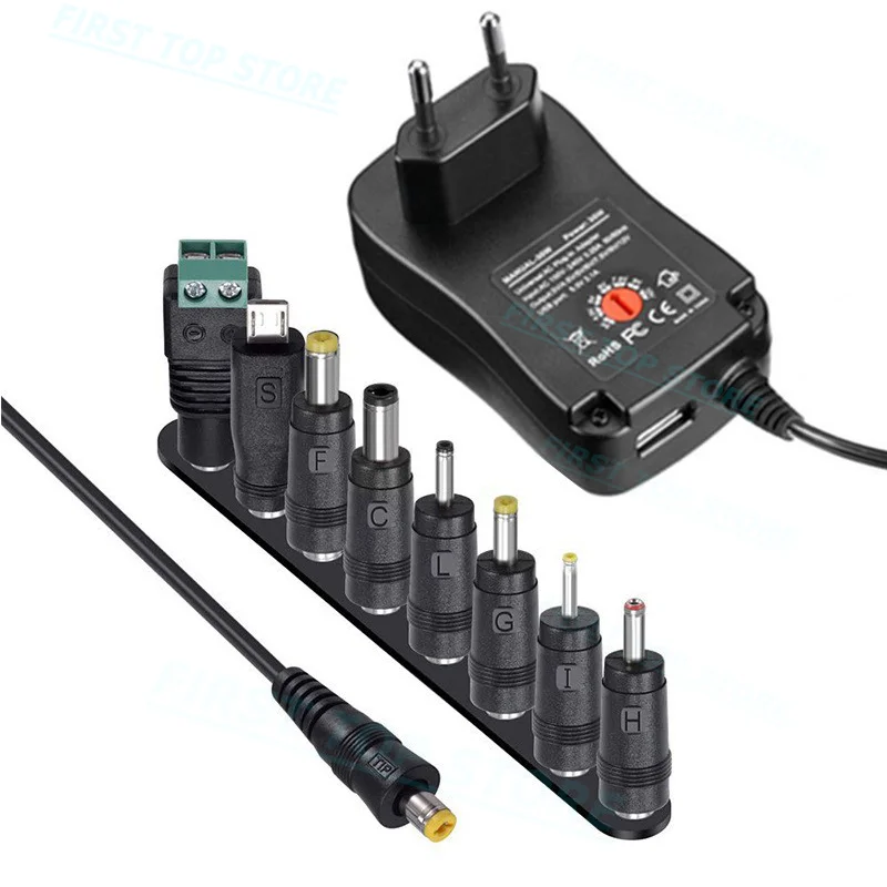 3V 4.5V 5V 6V 7.5V 9V 12V 1A 12W AC/DC Adapter US EU UK Adjustable Power Adapter USB Universal Charger SWITCHING Power Supply