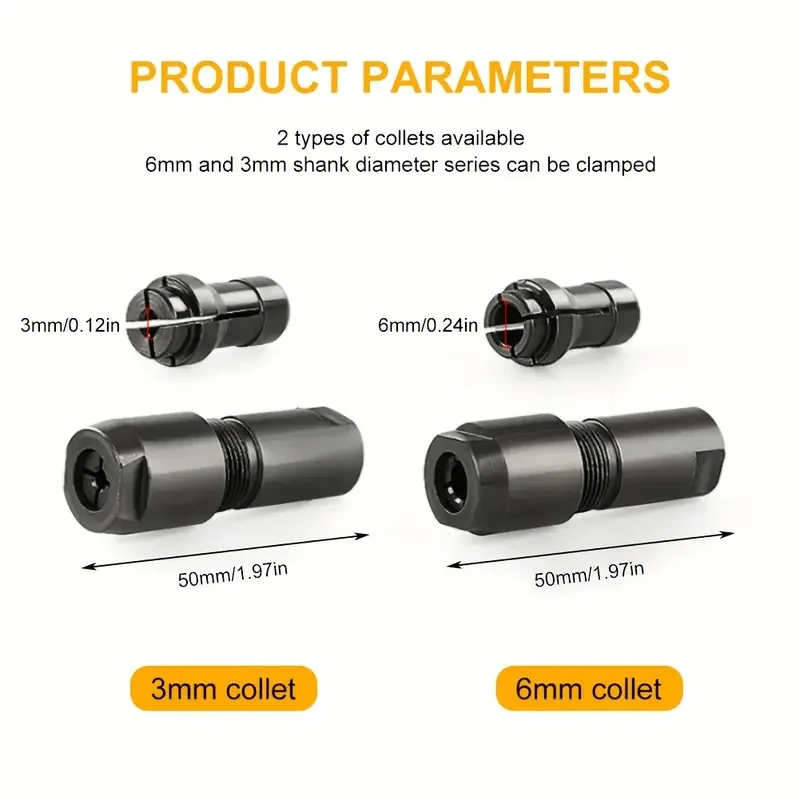 3+6mm Conversion Head Adapter To Straight Grinder Chuck Collet Adapter 100-type M10*1.5 Thread for Woodworking and Polishing