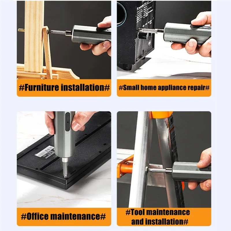 

ABWZ-Cordless Portable Electric Screwdriver With Mini Drill Magnetic Bit Home Repair USB Rechargeable Power Tool Household