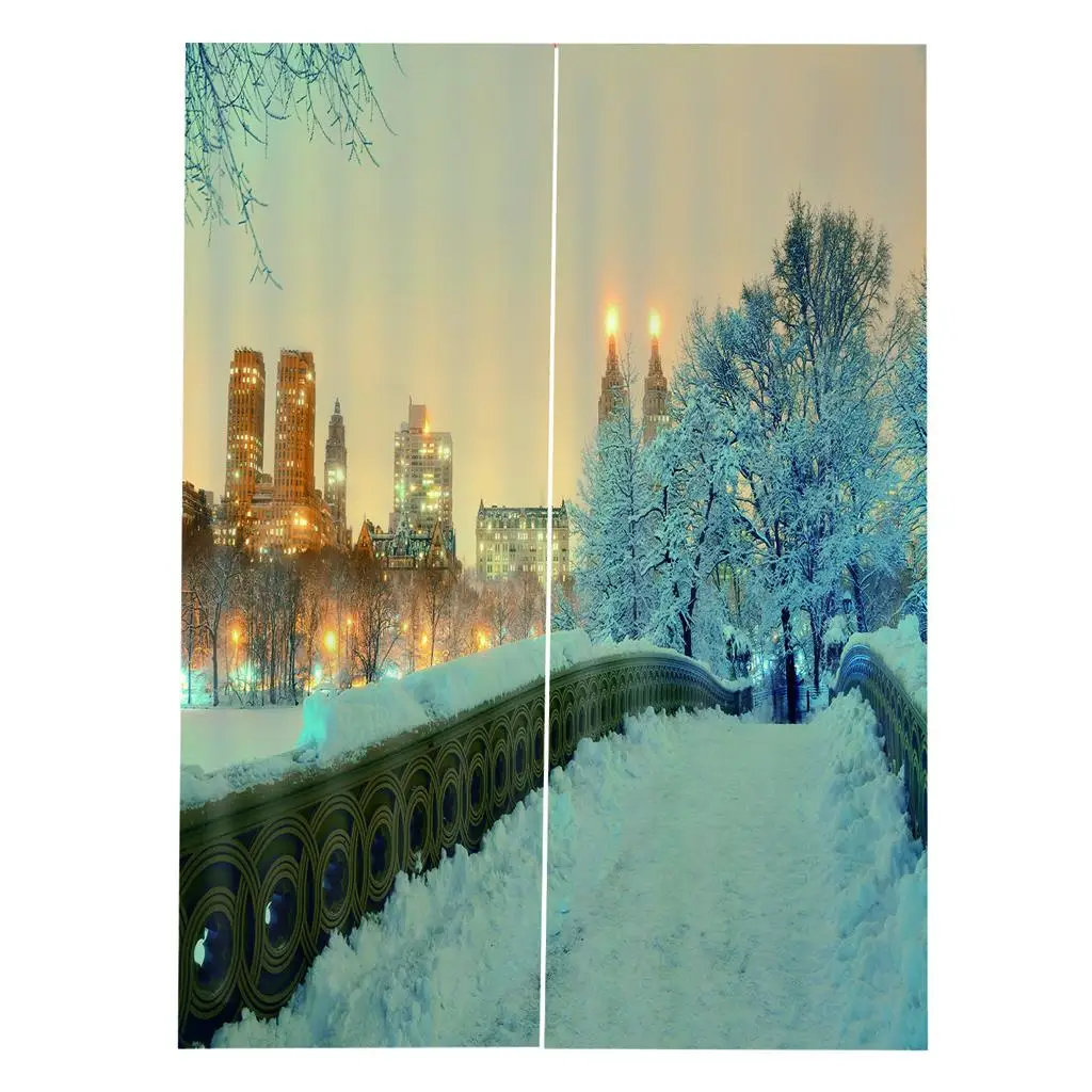 Snow City Scenery Landscape Blackout Curtains for Living Room Bedroom 1 Panel