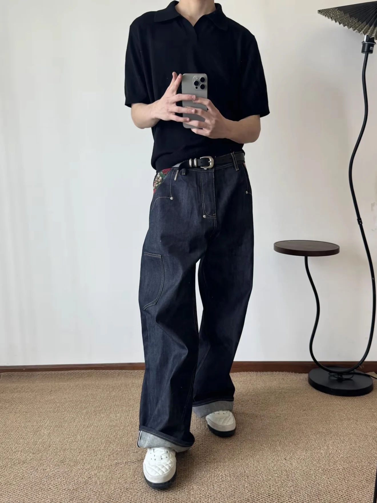 

Американский дизайн с вышивкой красных ушей, оригинальные джинсовые прямые брюки, мужские повседневные свободные широкие джинсы в стиле ретро в стиле ретро, полиэфирное волокно