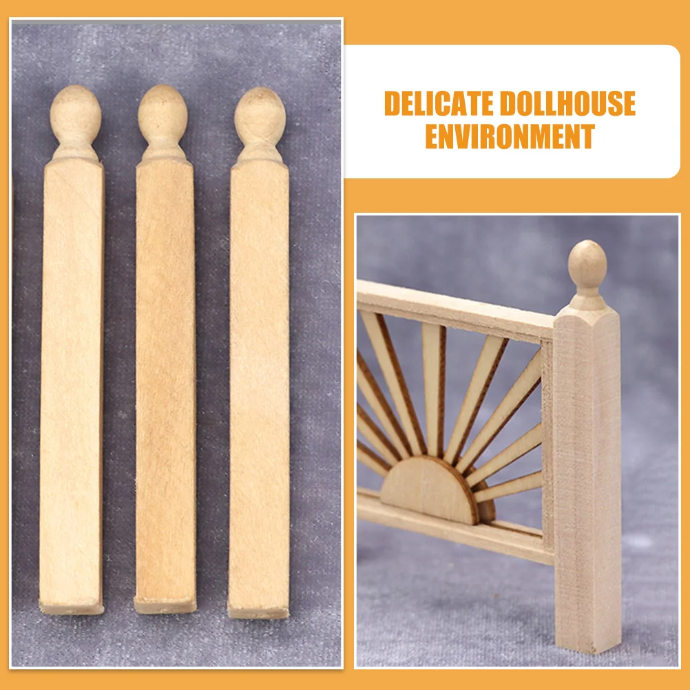 4 Pcs House Furniture Roman Pillars Center Column Mini Stairs Accessories Birch Model Miniature