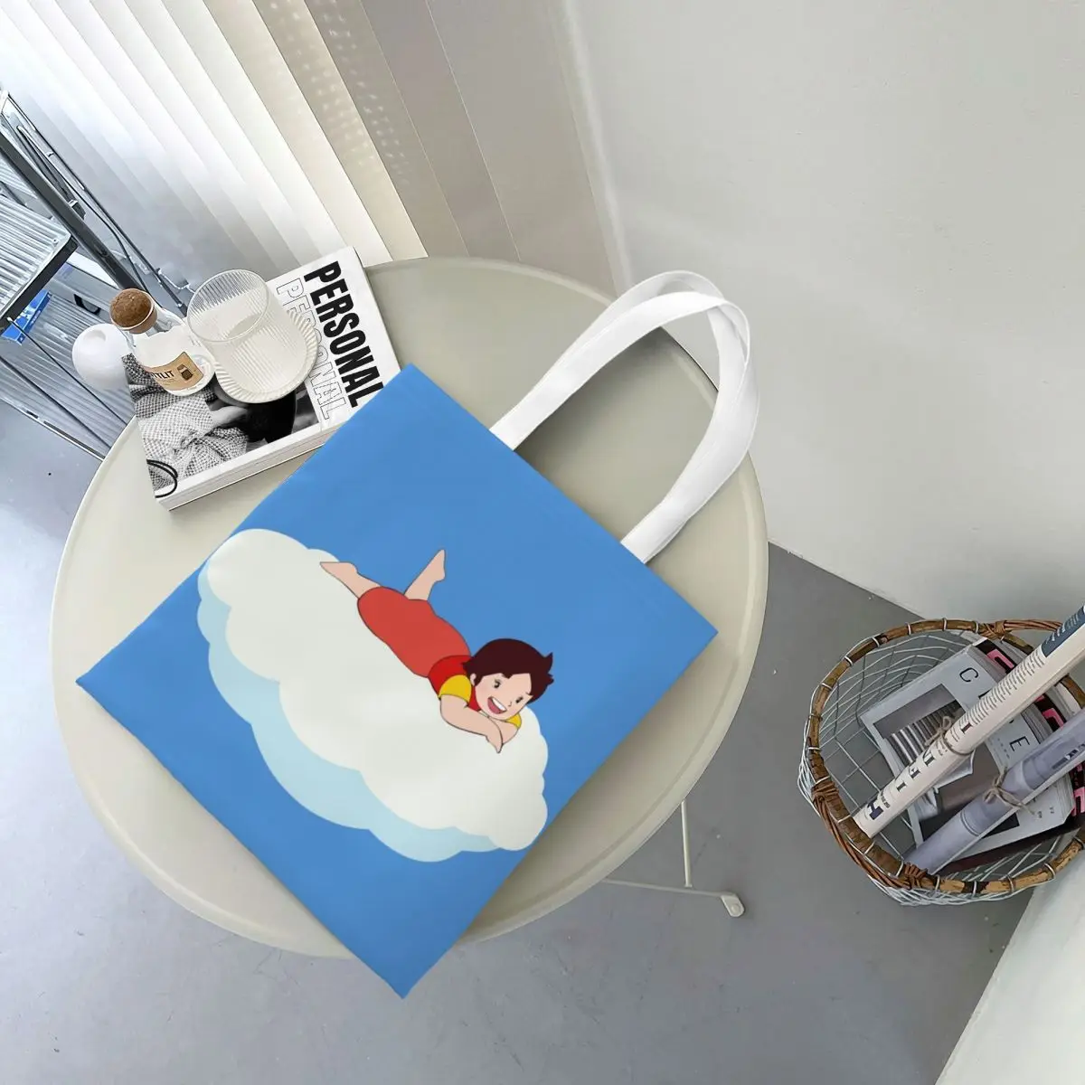 Heidi On A Cloud, The Girl From The Alps Shopping Bags Canvas The Tote Bag Foldable for Ladies Shoulder Tote Travel Handbag