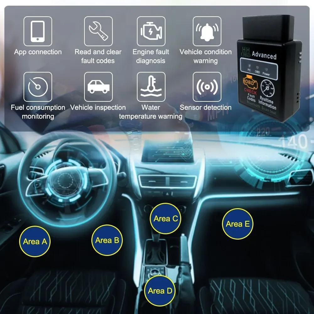 Bluetooth V1.5 Mini Elm327 OBD2 Scanner OBD Car Diagnostic Tool Code Reader For Android Windows Symbian English