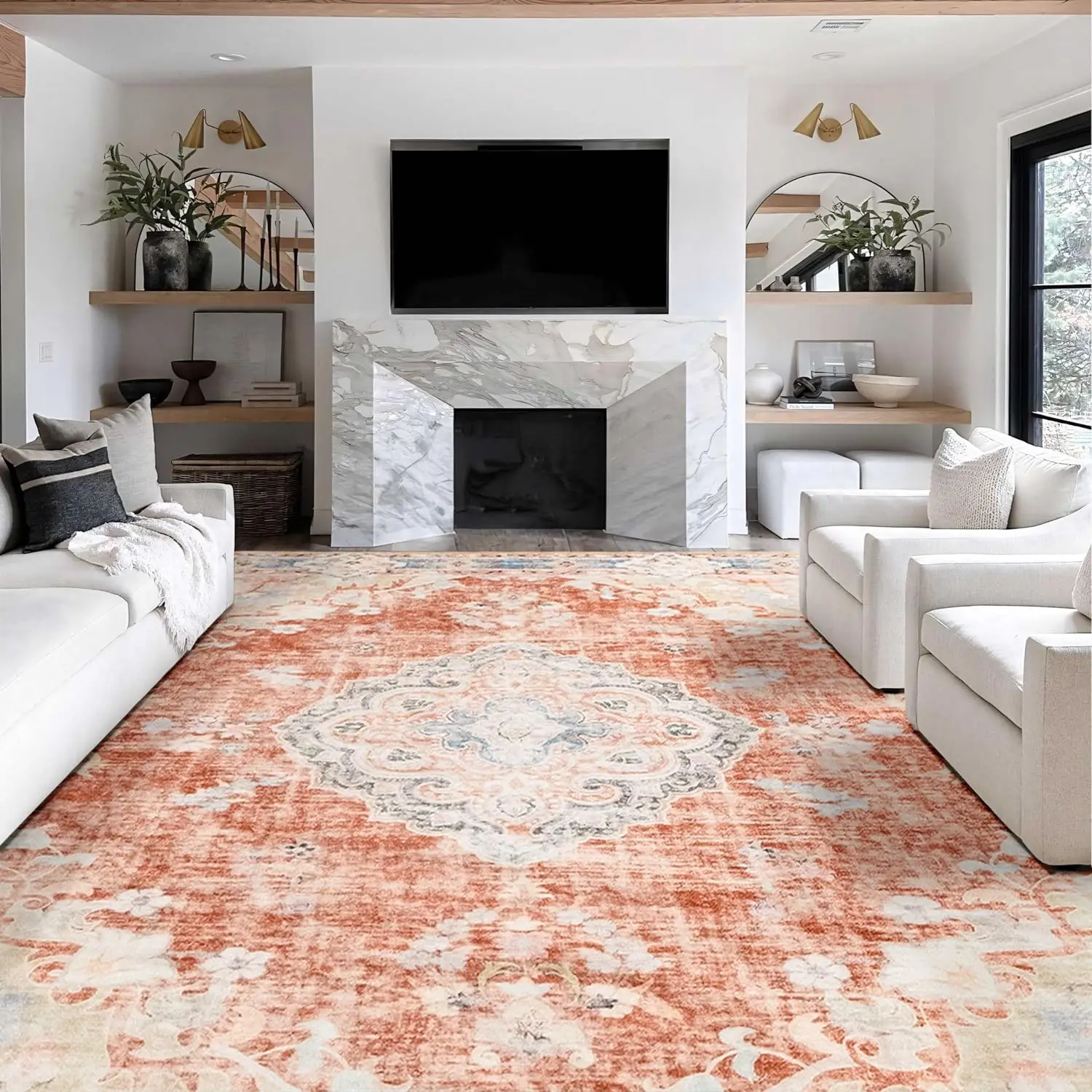 

9’x12’ Area Rug Large Rugs for Living Room Orange bedroom decor tapete de pelucia para quarto