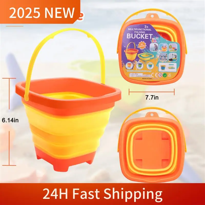 A49U 3PCS Foldable Bucket Foldable Pail Bucket Sand Buckets Silicone Collapsible Bucket For Kids Beach Play Camping 2L