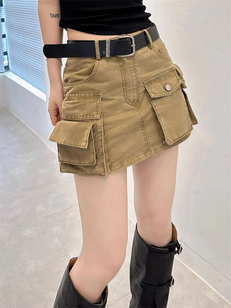 

2025 Summer Casual High Waist Slim Skirts Women Vintage Y2K High Street Solid Color Sexy Skirts Street Mini Denim Short Skirt