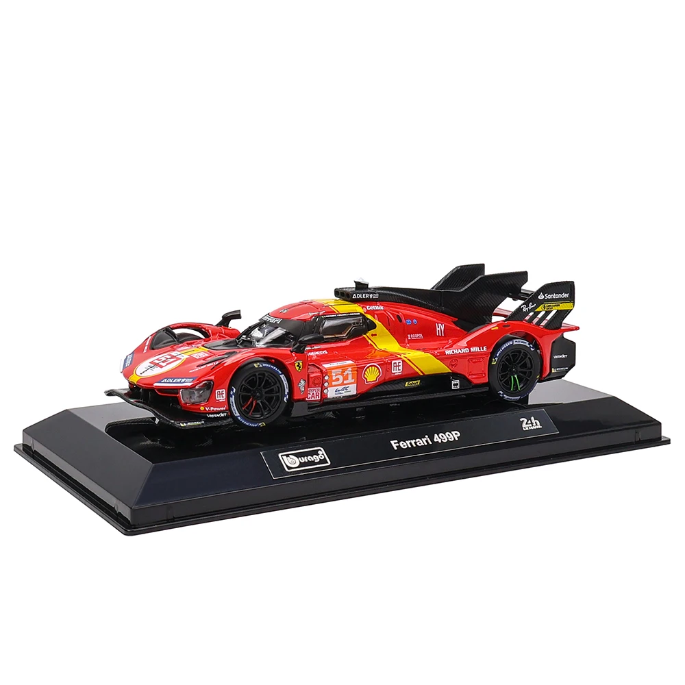 Bburago 1:43 Le Mans Ferrari 499P 2022 488 250 512 Alloy Luxury Vehicle Diecast Pull Back Cars Model Toy Collection Gift