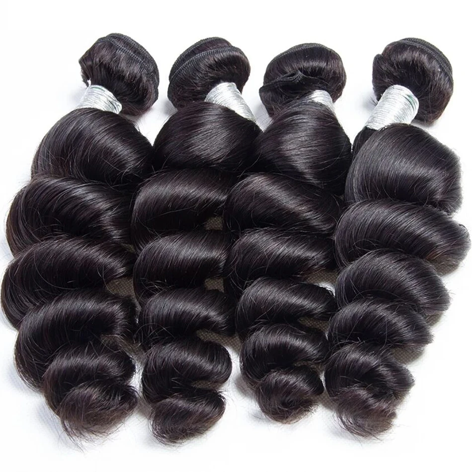 Extensiones de cabello humano virgen brasileño, mechones de ondas sueltas, tejido, 1/3/4 mechones, rizado, suelto, de alta calidad, venta al por