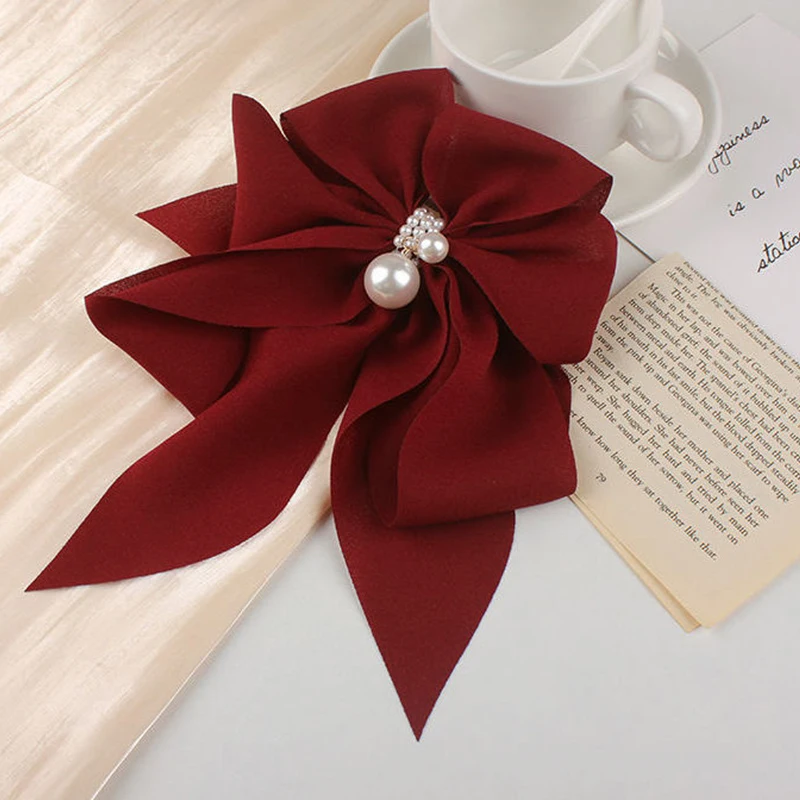 Elegant Bow Ribbon Hair Clip Fashion Simple Solid Satin Spring Clip Hair Pin Retro Headband with Clips Girls Hair Accessories