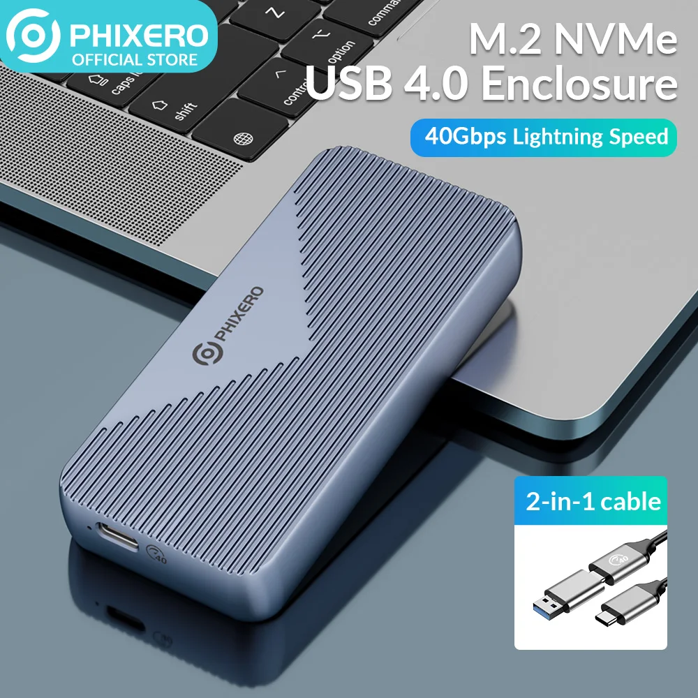 

PHIXERO M.2 NVMe SSD Enclosure 40Gbps 20Gbps USB A Type C 3.0 PCIe HD External Case Thunderbolt 3/4 USB4 Storage Box for PC