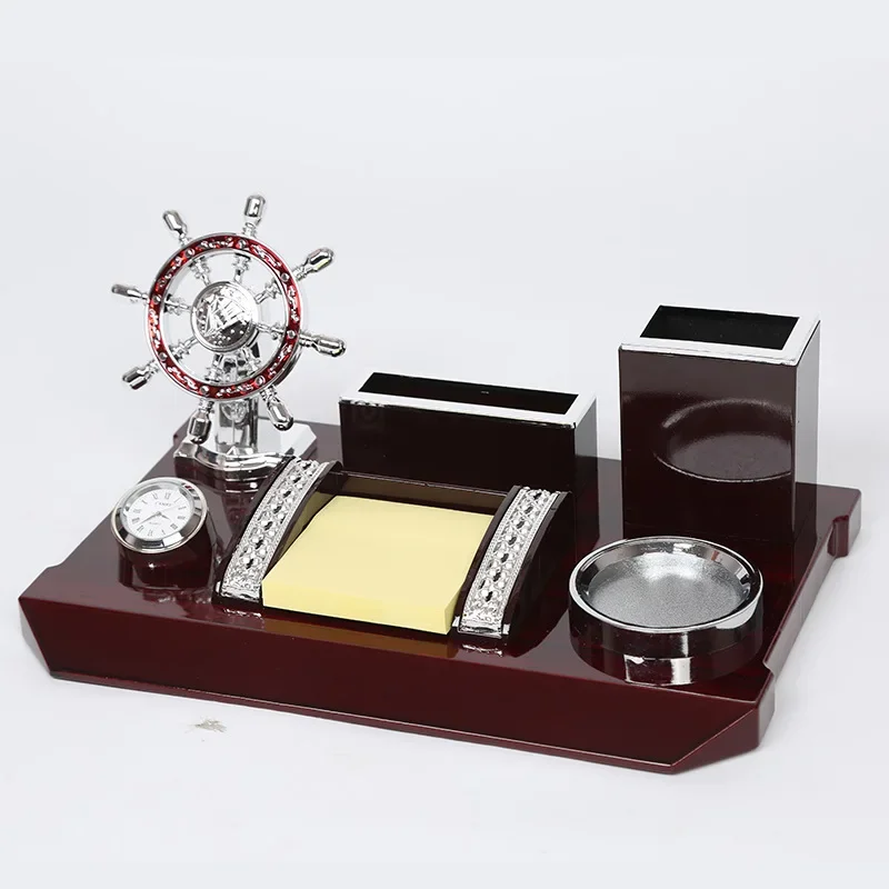 Solid wood desktop desk, desktop with pen holder, countertop sticky notes, practical ornaments, high-end