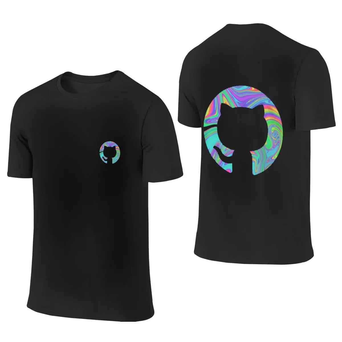 

Psychedelic Github Men's Short Sleeve T-shirt Round Neck 100% Cotton T shirt S-6XL