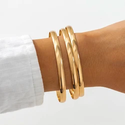Ingemark 3Pcs/Set Punk Round Glossy Closed Bangles for Women Vintage Temperament Thin Chain Bracelets Couple Jewelry Steampunk