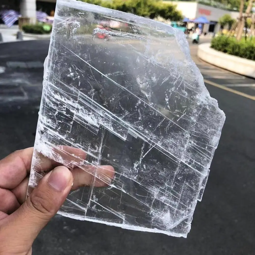 

60-100g Natural Clear Selenite Slices Healing Crystals Reiki Gifts