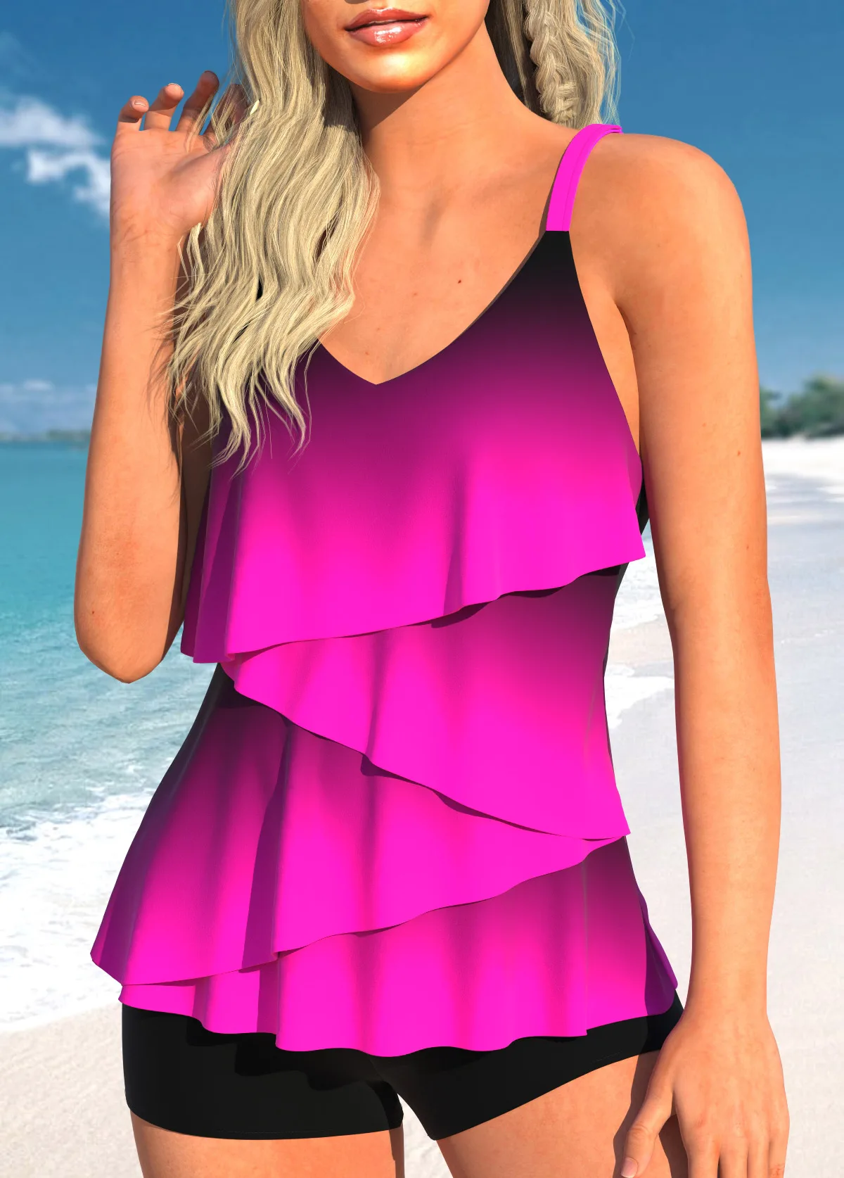 Dwuczęściowy strój kąpielowy bikini dla kobiet letni seksowny tankini patchworkowy wielokolorowy seksowny strój kąpielowy bikini wakacyjny letni kostium kąpielowy