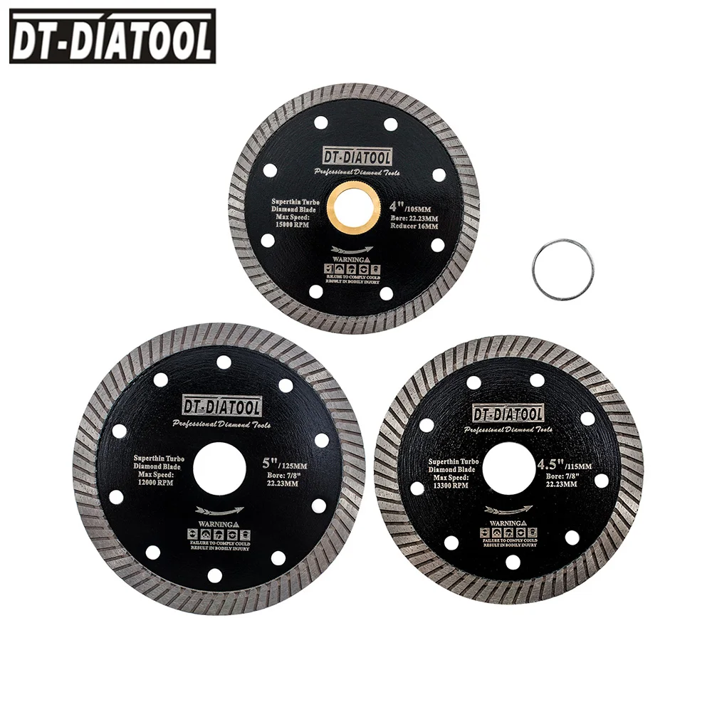 DT-DIATOOL 2pcs Dia 105/115/125mm Diamond Super Thin Saw Blades Hot pressed Cutting Disc Tile Ceramic Granite Marble Turbo Blade