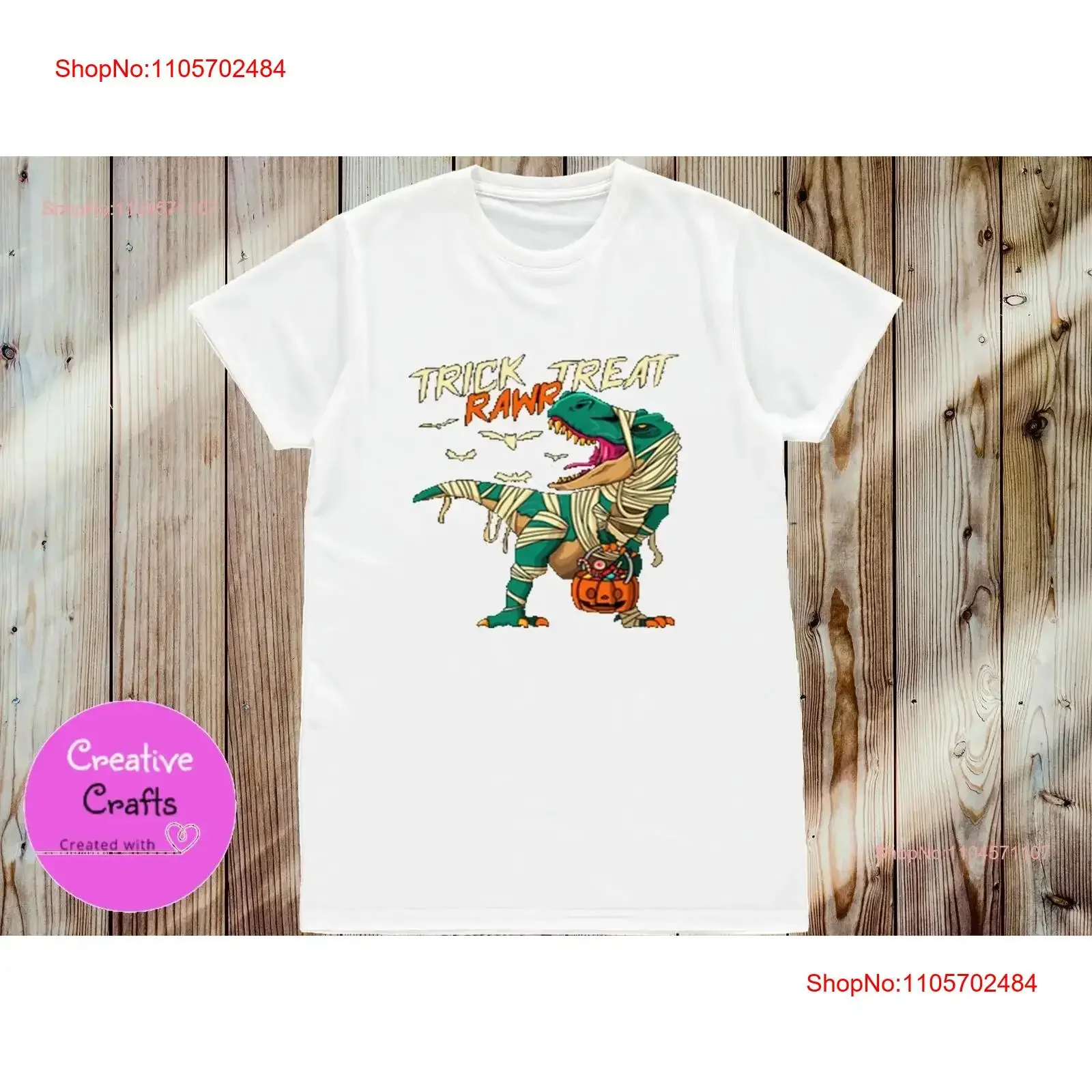 Treat RAWR T Rex White Classic shirt d Halloween vintage Washed Stylish Casual fashion Slightly designer clothes graphic