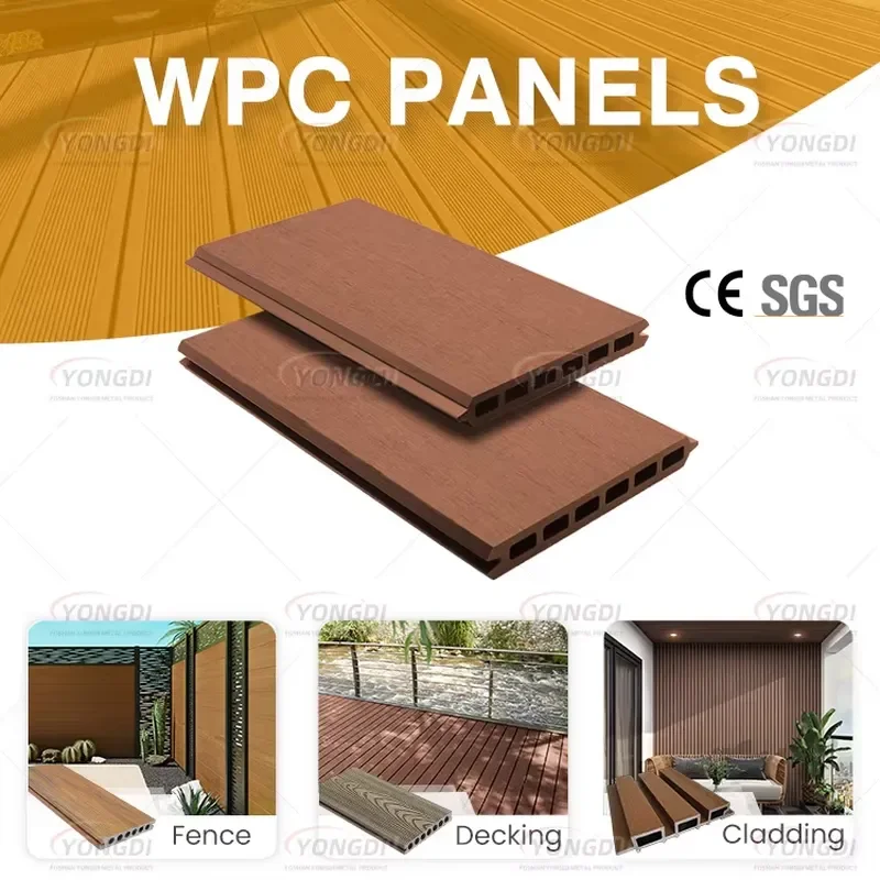 Complete Kit Outdoor Pathway Waterproof Solar Led Light Strip WPC Modular Trellis Fence Panel Board with Aluminum Post for