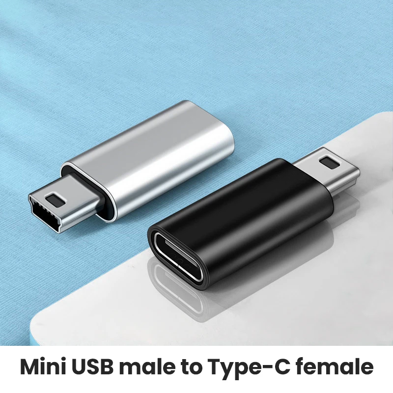 Mini USB to Type C Adapter 5 Pin Male Mini USB to Female USB Type C Data Transfer Connector for GoPro MP3 Camera PC Conventer