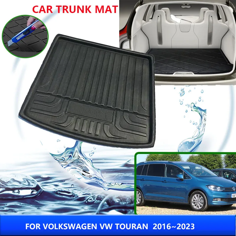 Trunk Mat For Volkswagen VW Touran 5T MK2 2016~2023 2017 2018 2020 2021 High Temperature Resistant Storage Carpet Car Accessorie