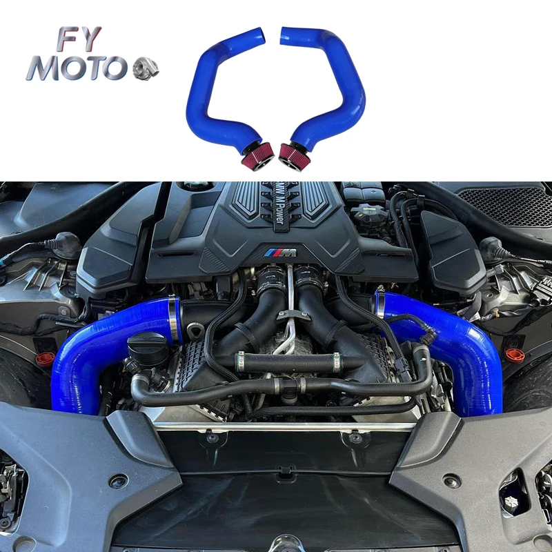 INTAKE COLD AIR Blue INDUCTION Hose Kit for b mw M8 M5 F90 F91 F92 F93 18-22 6ply 7MM Thickness