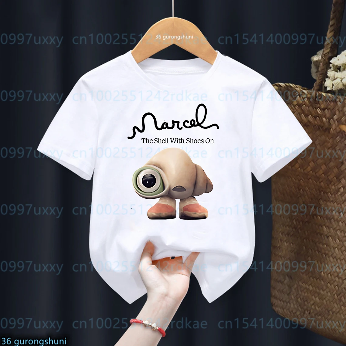 

New Cute Kawaii Marcel T Shirt The Shell With Shoes On T-Shirt Kids Clothes Baby Boys Girls Shirt Short Sleeve Harajuku Tops