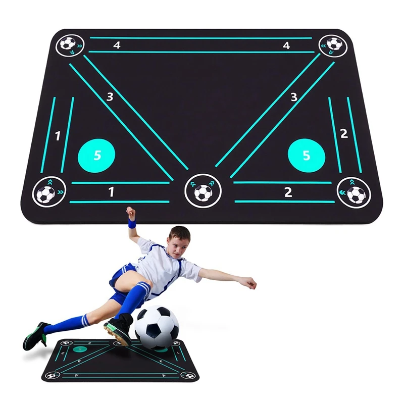 ELOS-Football Kick Trainer, Soccer Footwork Training Mat, Posture Assistance Non-Slip Football Footstep Trainer Mat