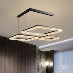 Modern Square Acrylic Led Chandelier Minimalism Dimmable Lustre Living Room Pendant Lights Lighting Home Restaurant Bedroom Lamp