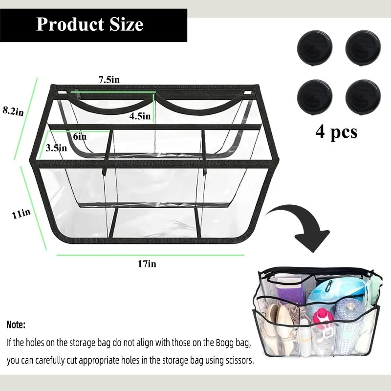 Clear Divider Insert Organizer XL Bogg Bag Accessories Oversize Waterproof Storage Inner Bag Divide Space Sundries Organization