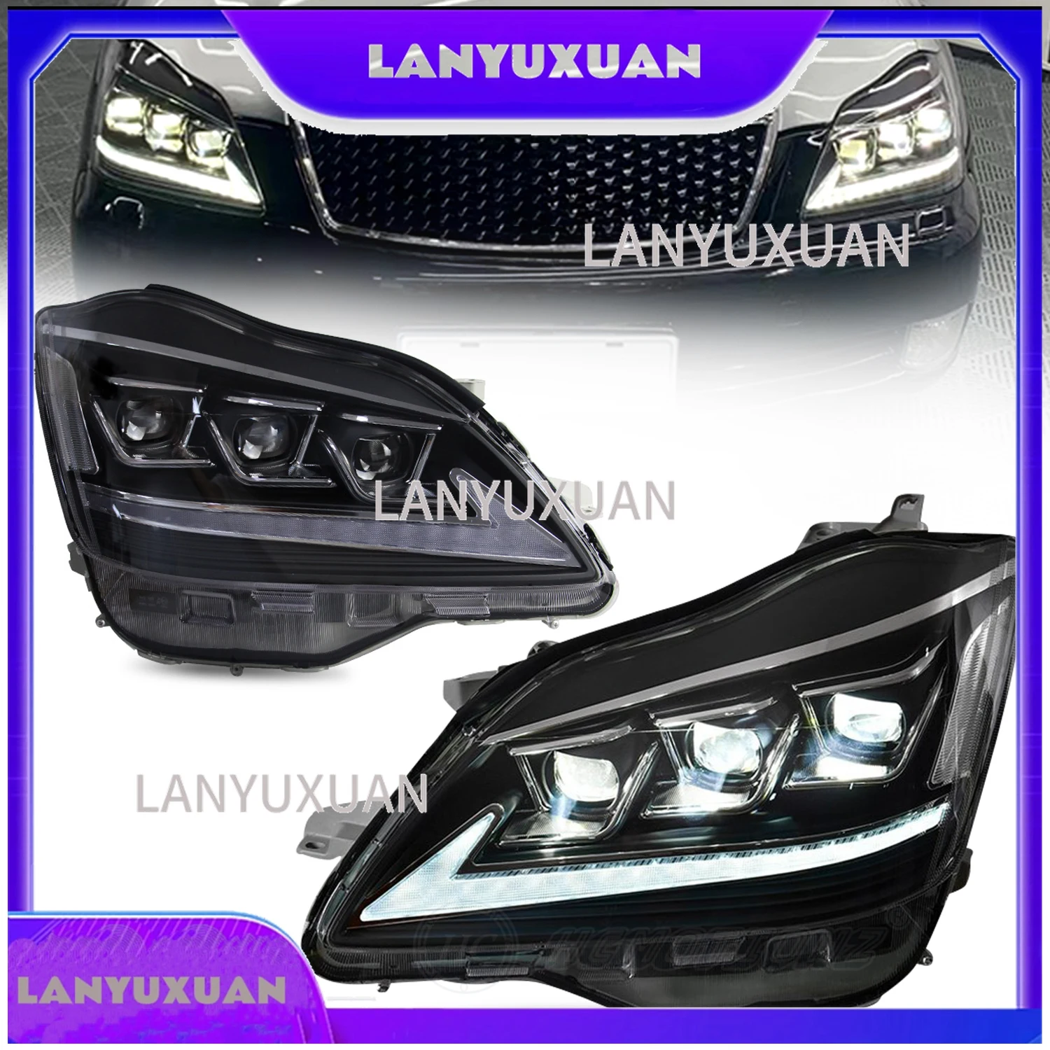 2026 HCMOTIONZ for Crown 2003-2008 12th Gen Red Demon Eyes DRL Assembly Animation LED Headlights 12V Plug & Play