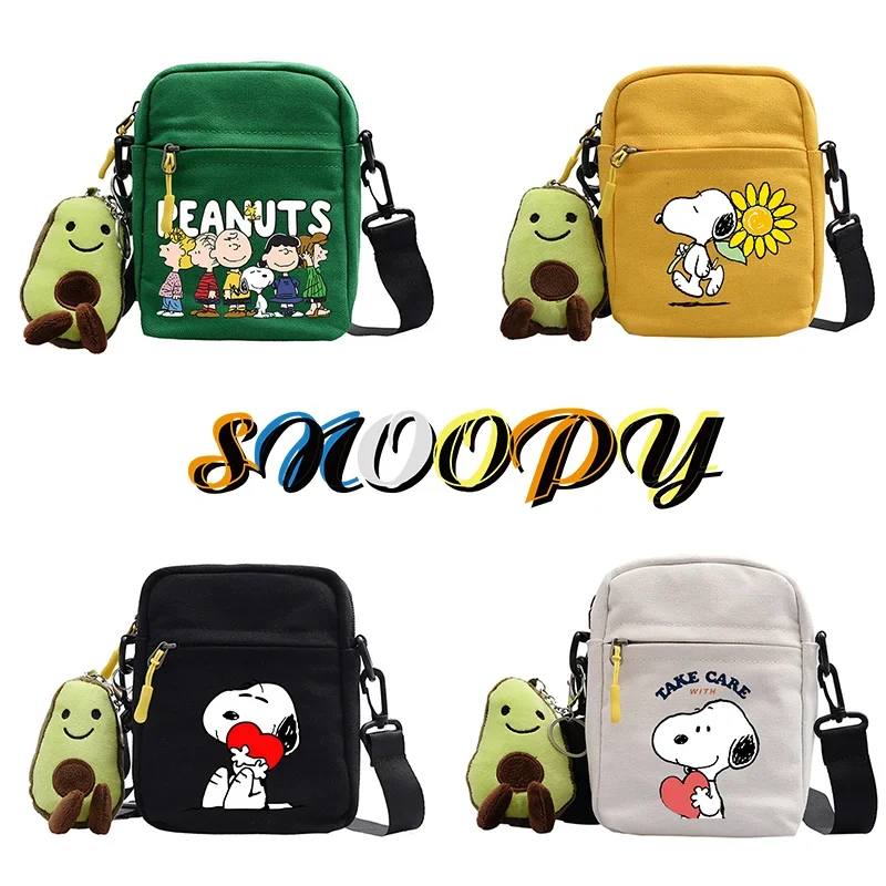 

Snoopy Canvas Bag Men Women Canvas Small Square Bags Casual Travel Popular Fashion Cartoon Anime Shoulder Crossbody Packet Gift