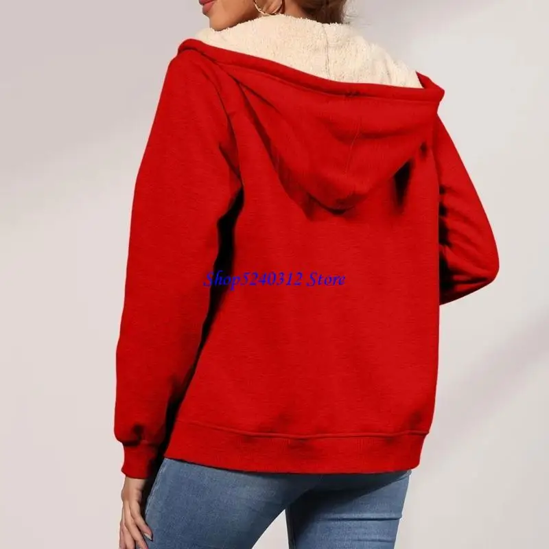 

634C Женская толстовка с капюшоном на молнии из шерпы на флисовой подкладке с карманами Теплая куртка Пальто на молнии