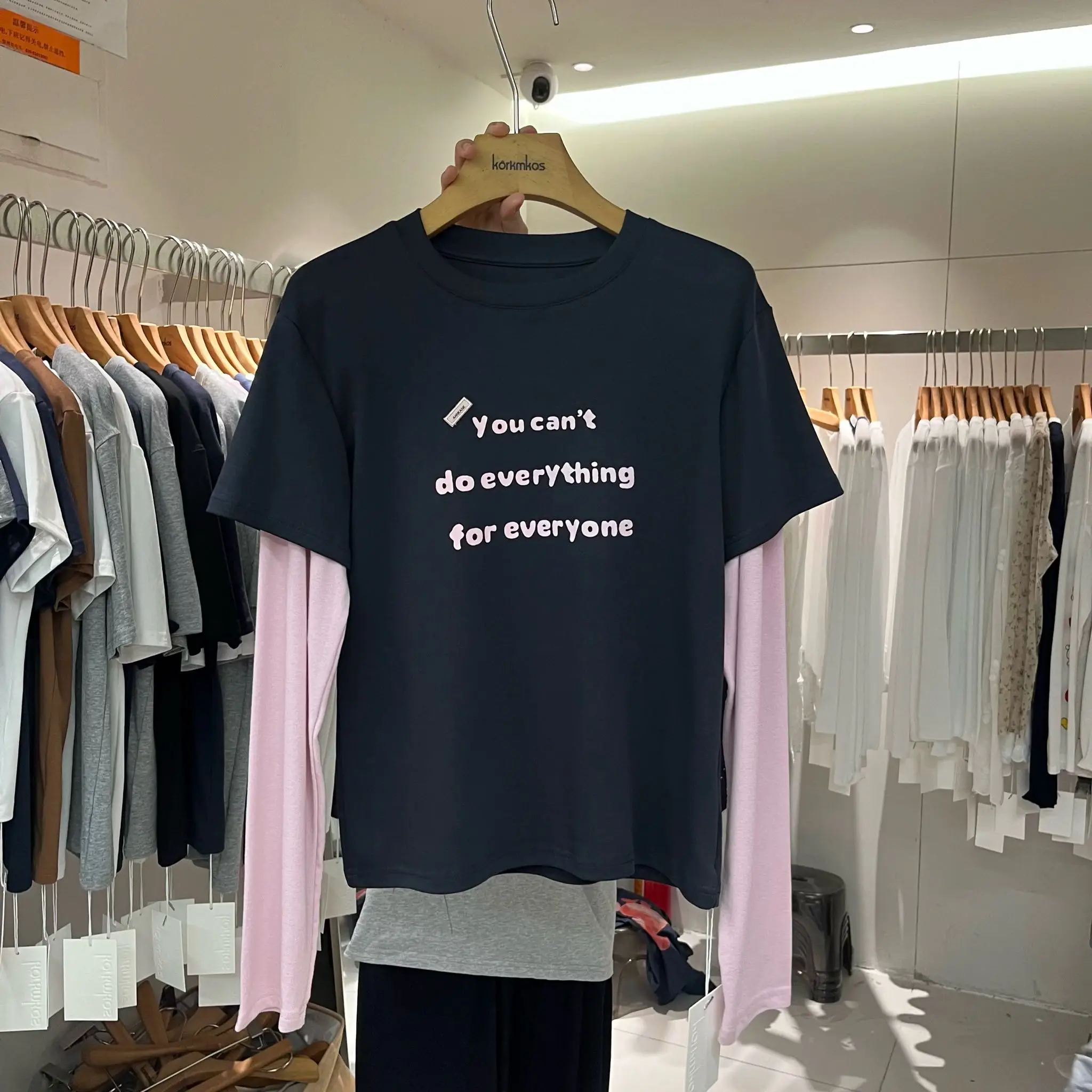 

Весна 2026: Свободная женская футболка в корейском стиле с принтом, короткий рукав, уникальный пэчворк, базовая рубашка, топ с длинным рукавом, нижнее белье