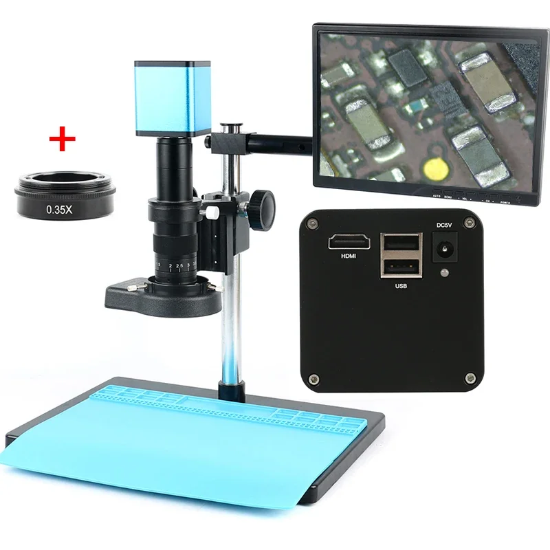 Autofocus SONY IMX307 HDMI USB Video Auto Focus Industry Microscope Camera +180X C-Mount Lens+Stand+144 LED Ring Light+10.1