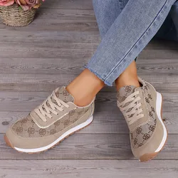 Grey Fashion 2024 Spring New Sneaker Luxury Brand Women's Shoes Khaki Vulcanized Shoes Plus Size 42 Comfortable Basketball Shoes