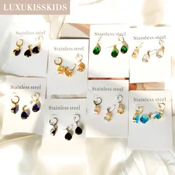LUXUKISSKIDS Indian Wedding Necklaces Earrings Sets Stainless Steel Fashion Woman Luxu CZ Jewelry Sets Cubic Zirconia Water Drop