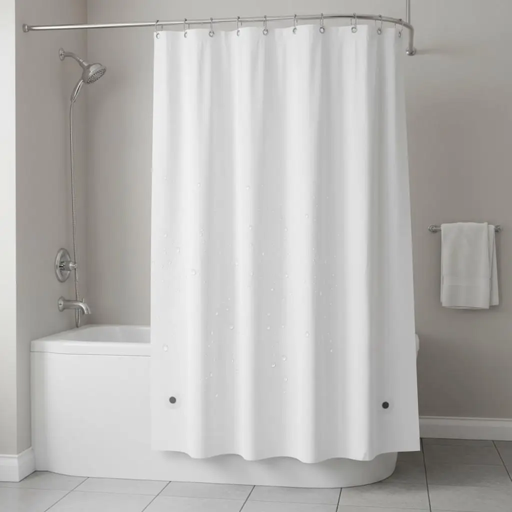 

Защитный чехол для ванны 72 x 72 дюйма для ванной комнаты, душа, гостиниц, из сверхпрочного материала PEVA 8G, 3 магнита на дне, 12 металлических элементов.