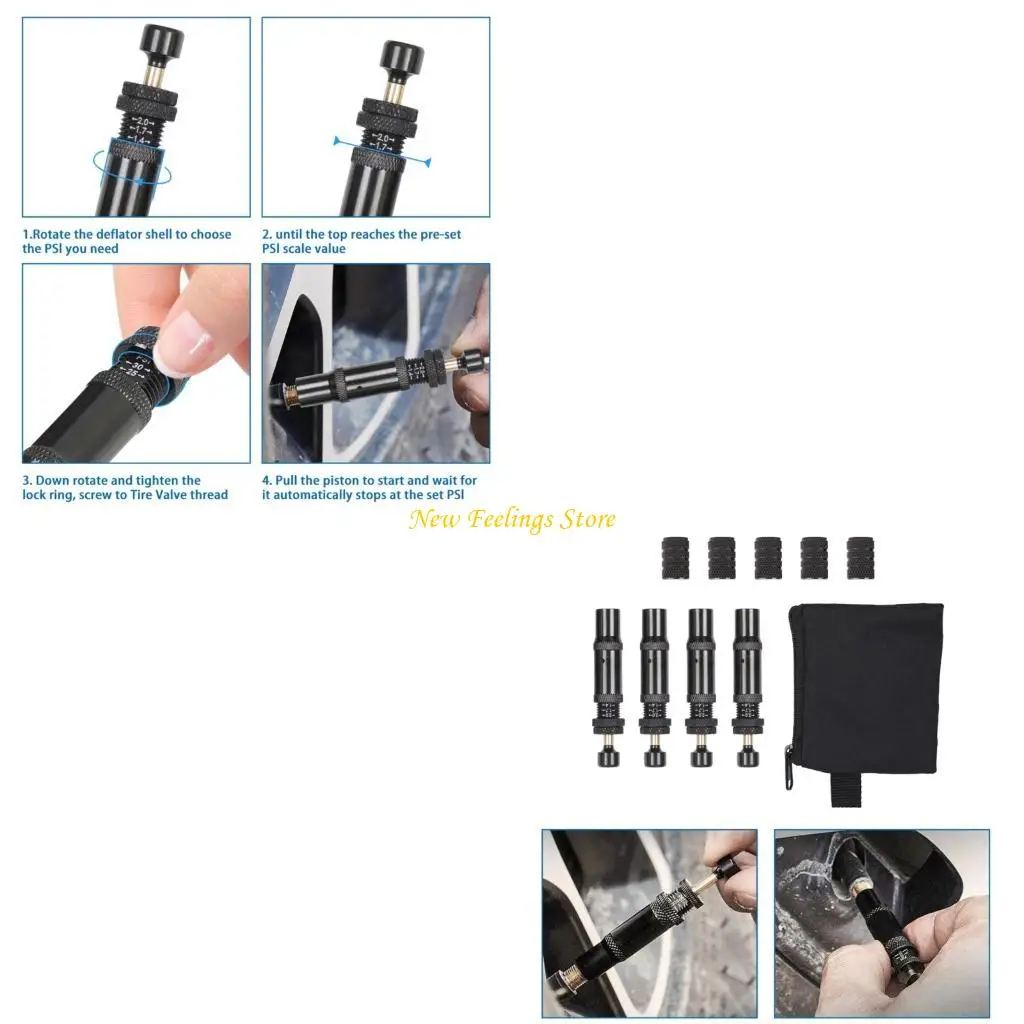 

J6BF Precisions Calibrated Tyre Deflator Tool Adjustable for Offroad Vehicles & Trucks