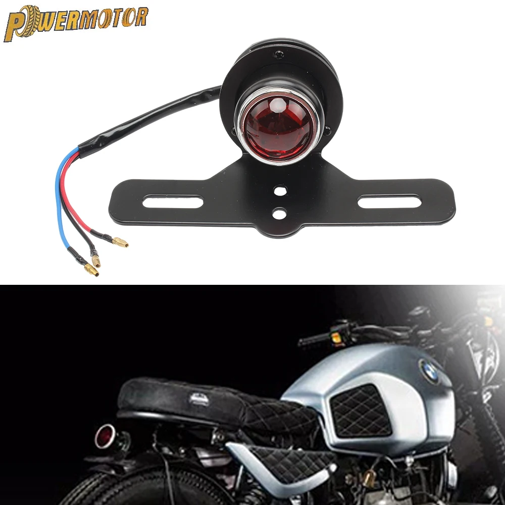 Motorcycle Accessories Retro Modified Brake Light Tail Light for Harley Motocross Ruby Round Tail Light Rear fog Light