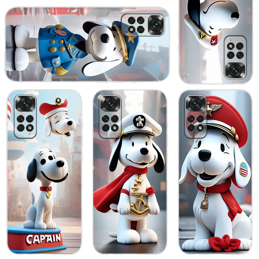 Phone Case For Xiaomi Redmi Note 11 10 9 8 7 6 Pro Max 8T 9T Lite 4G 5G Silicone Cover Fashion Cartoon Captain S-Snoopy