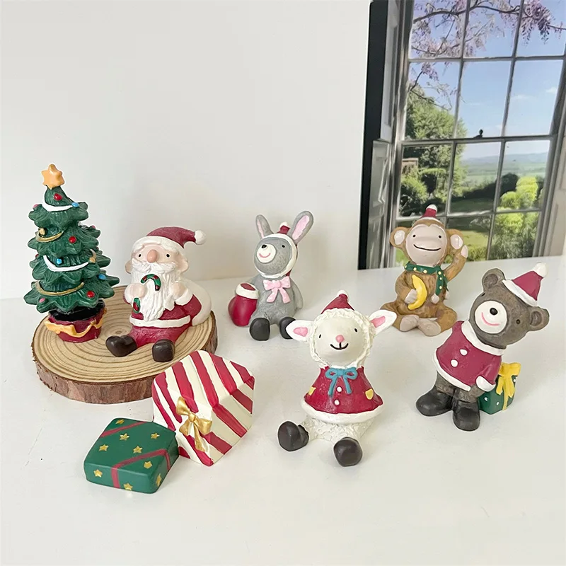 Weihnachts-Miniaturfiguren aus Kunstharz, Ornamente für den Weihnachtsbaum, Hirsch, Elch, Schneemann, Tier, Mikrolandschafts-Ornamente, Weihnachtsdekoration – Detail 6