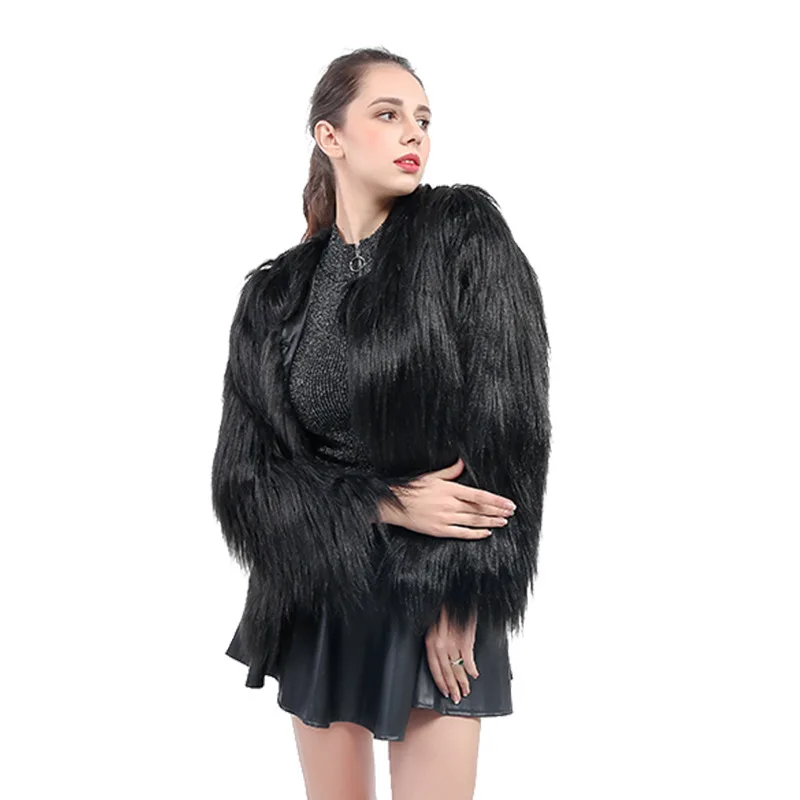 Formal Dresses2024 Autumn And Winter Women'S Fashion New Faux Fur Coat Solid Color Environmental Protection Slim Fit Warm Top