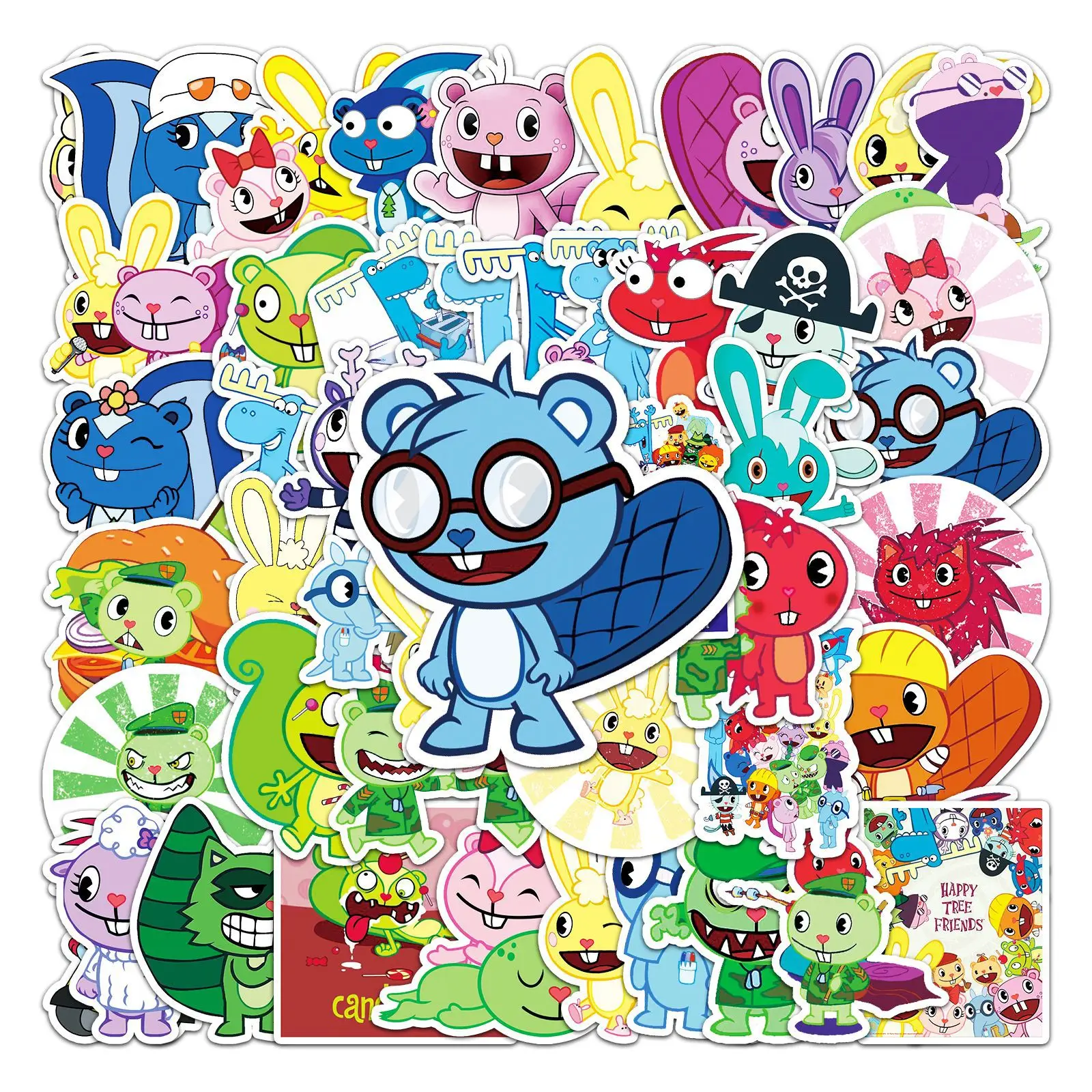 

50PCS Kawaii Cartoon Happy Tree Friends Sticker Fun Graffiti Waterproof Decals Toys for Laptop Guitar Scrapbook Phone Case Gifts