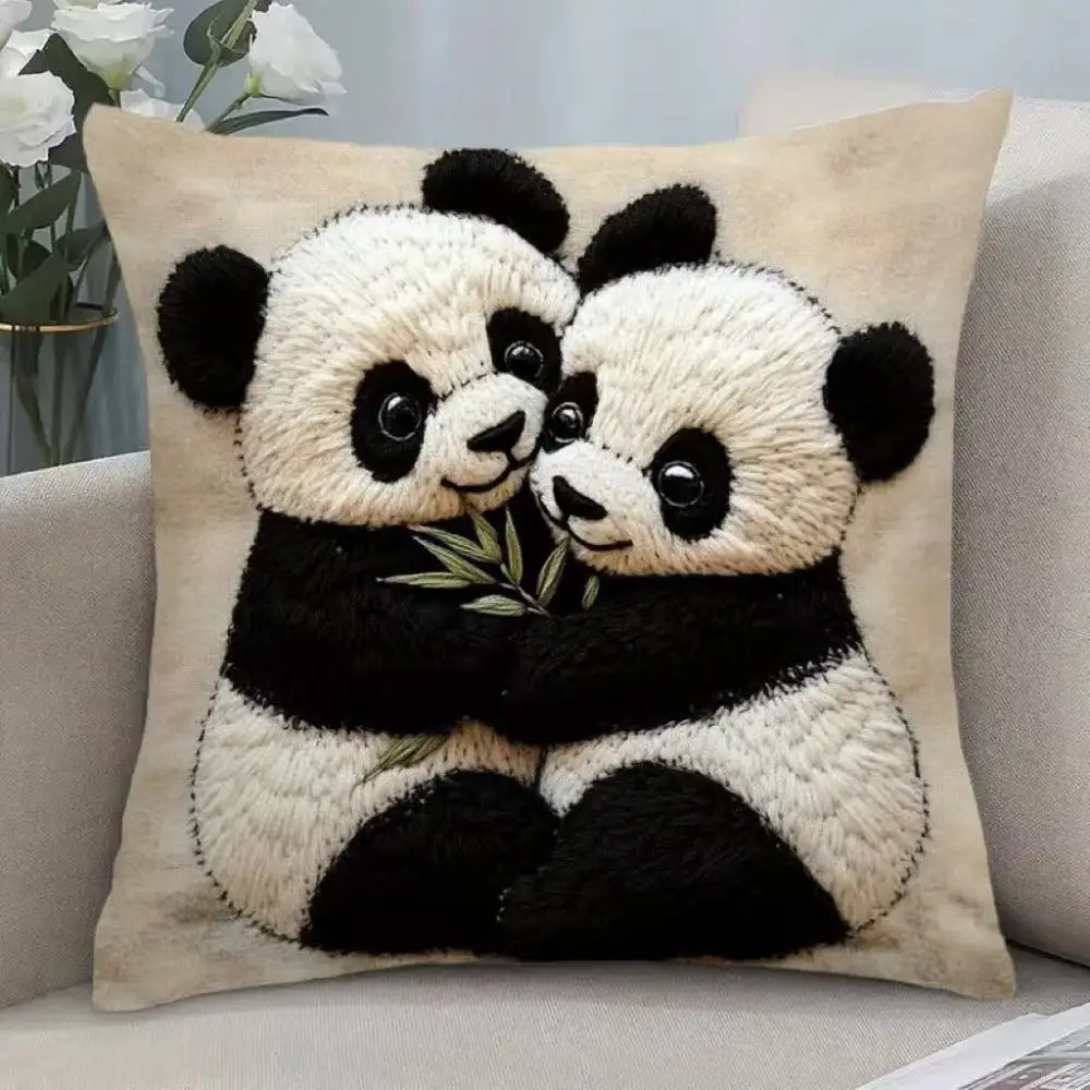 

Cute Hug Panda Printing Pillowcase for Home Office Hotel Sofa Decorations Kawaii Kids Adult Cushion Cover Pillow Cases Gift 45cm