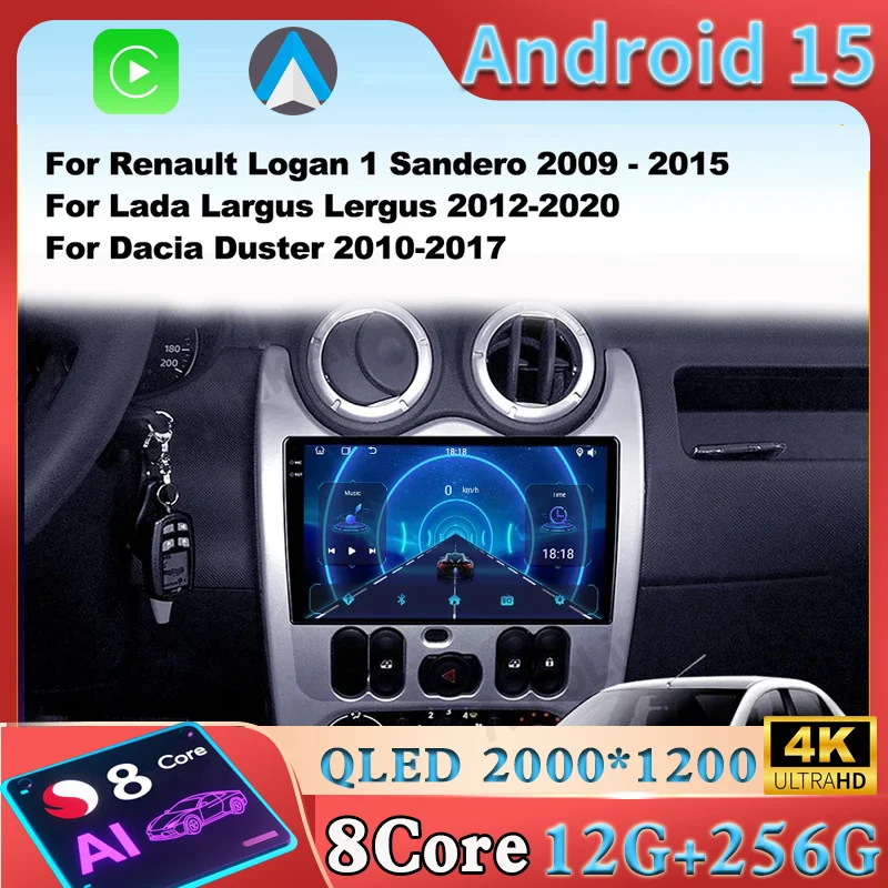 Android 16  car radio For Renault Logan 1 Sandero 2009 - 2015 For Lada Largus Lergus 2012-2020 for Dacia Duster 2010-2017 Car