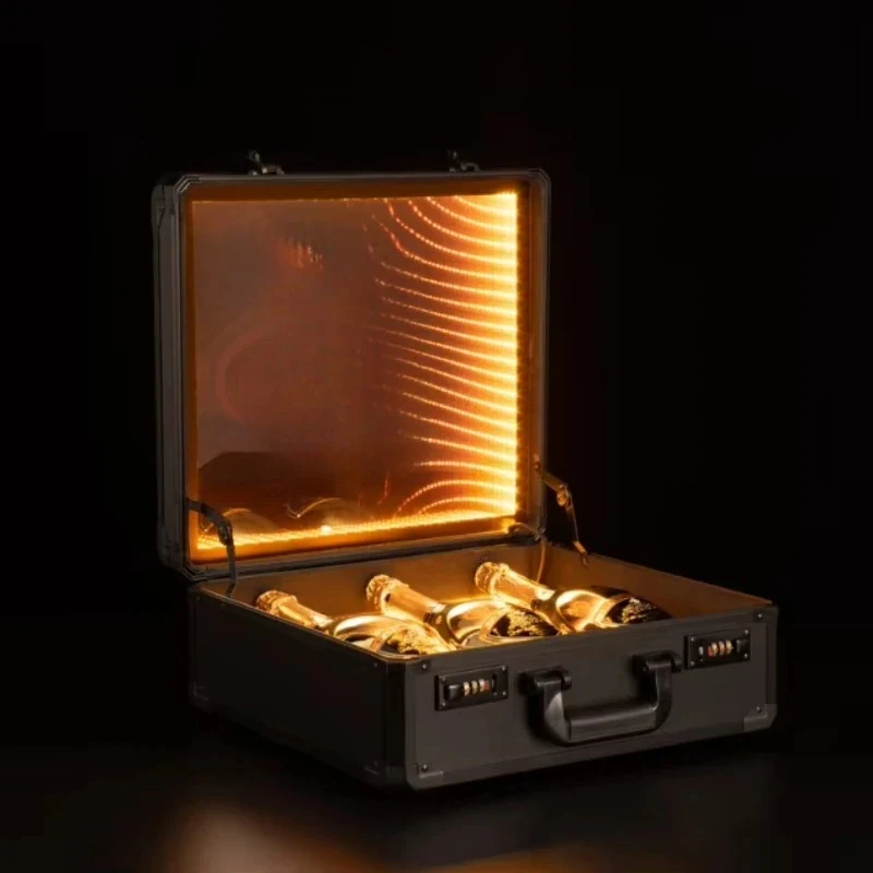 Light Emitting Diode Bottl Of Wine Display Stand Gold Suitcase Champagne Bottle Cer VIP Service